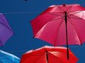 mehrere Regenschirme in bunten Farben
